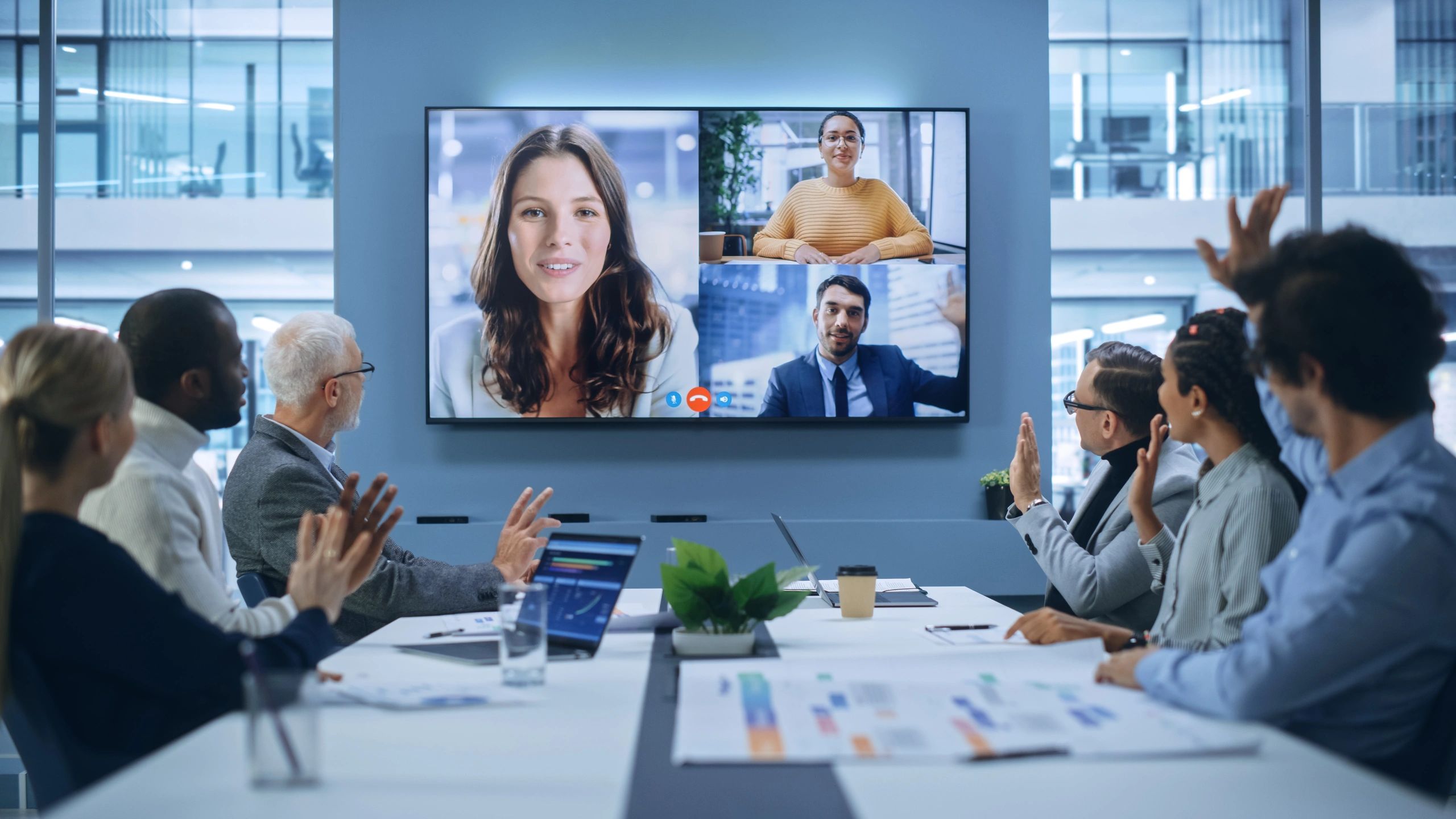 business people virtual meeting technology